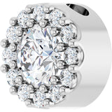 14K Gold Round Natural White Sapphire Halo-Style Pendant - White Gold - view 5