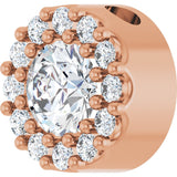 14K Gold Round Natural White Sapphire Halo-Style Pendant - Rose Gold - view 5
