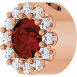 14K Gold Round Natural Mozambique Garnet Halo-Style Pendant - Rose Gold - view 5