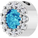 Platinum Round Natural Blue Zircon Halo-Style Pendant - view 5