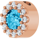 14K Gold Round Natural Aquamarine Halo-Style Pendant - Rose Gold - view 5