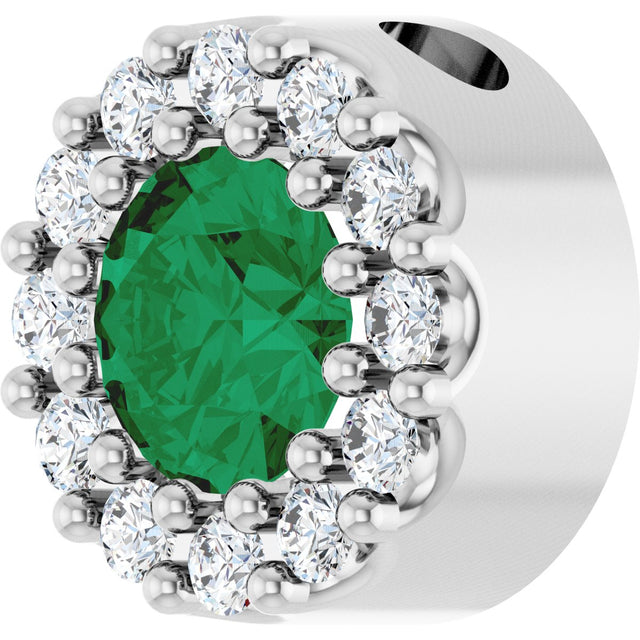 Platinum Round Lab-Grown Emerald Halo-Style Pendant – up to 1/10 CTW - view 5