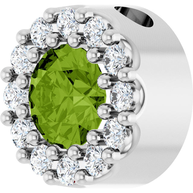 Platinum Round Natural Peridot Halo-Style Pendant - view 5