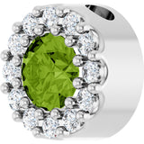 14K Gold Round Natural Peridot Halo-Style Pendant - White Gold - view 5