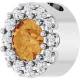 14K Gold Round Natural Citrine Halo-Style Pendant - White Gold - view 5