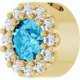 14K Gold Round Natural Aquamarine Halo-Style Pendant - Yellow Gold - view 5