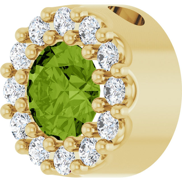 14K Gold Round Natural Peridot Halo-Style Pendant - Yellow Gold - view 5