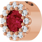 14K Gold Round Lab-Grown Ruby Halo-Style Pendant – up to 0.08 CTW - Rose Gold - view 5