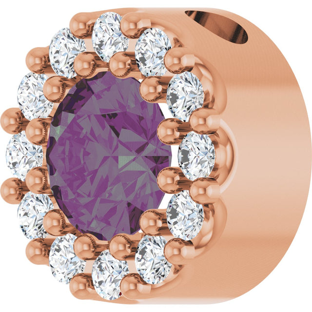 14K Gold Round Lab-Grown Alexandrite Halo-Style Pendant - Rose Gold - view 5