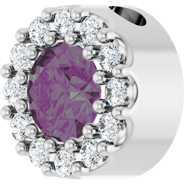 Platinum Round Natural Alexandrite Halo-Style Pendant - view 5
