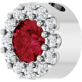 14K Gold Round Natural Ruby Halo-Style Pendant – up to 1/10 CTW - White Gold - view 5