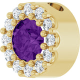 14K Gold Round Natural Amethyst Halo-Style Pendant - Yellow Gold - view 5