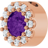 14K Gold Round Natural Amethyst Halo-Style Pendant - Rose Gold - view 5