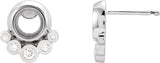 14K Gold Round Natural Rainbow Moonstone & Natural Diamond Accented Cabochon Earrings – 5mm Stones - Rose Gold - view 5