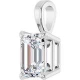 14K Gold Lab-Grown Diamond Emerald 4-Prong Solitaire Pendant - White Gold - view 8