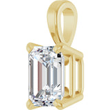 14K Gold Lab-Grown Diamond Emerald 4-Prong Solitaire Pendant - Yellow Gold - view 8