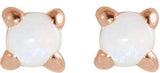 14K Gold Natural White Opal Round Rose-Cut 4-Prong Claw Stud Earrings - Rose Gold - view 4