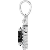 Platinum Oval Natural Black Onyx & Natural Diamond Accented Bow Necklace or Pendant - view 3