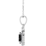 Platinum Oval Natural Black Onyx & Natural Diamond Accented Bow Necklace or Pendant - view 3