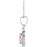 14K Gold Oval Natural Pink Morganite & Natural Diamond Accented Bow Necklace or Pendant - White Gold - view 3