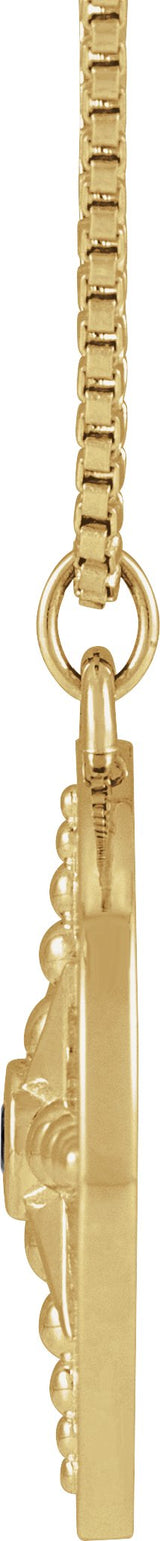14K Gold Round Natural Tsavorite Garnet Compass Necklace or Pendant - Rose Gold - view 4