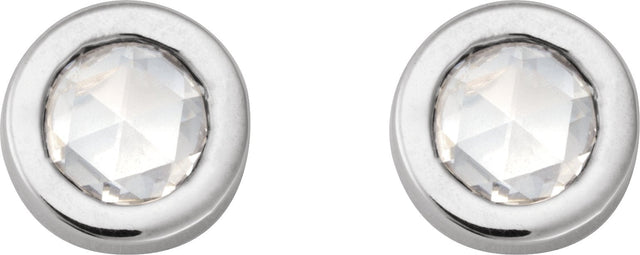 14K Gold Natural Diamond Round Rose-Cut Bezel-Set Earrings - White Gold - view 5