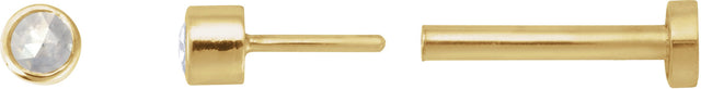 14K Gold Natural Diamond Round Rose-Cut Bezel-Set Earrings - Yellow Gold - view 6
