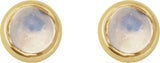 14K Gold Natural Rainbow Moonstone Round Rose-Cut Bezel-Set Earrings - Yellow Gold - view 5