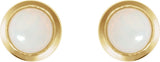 14K Gold Natural White Opal Round Rose-Cut Bezel-Set Earrings - view 5