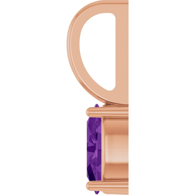 14K Gold Oval Natural Amethyst Solitaire Pendant – 6x4mm - Rose Gold - view 3