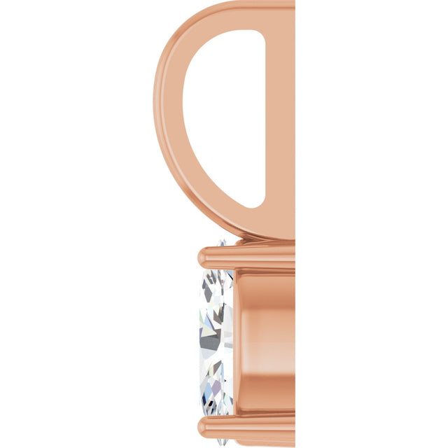 14K Gold Oval Natural White Sapphire Solitaire Pendant – 6x4mm - Rose Gold - view 3