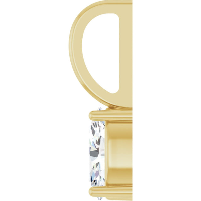 14K Gold Oval Natural White Sapphire Solitaire Pendant – 6x4mm - Yellow Gold - view 3