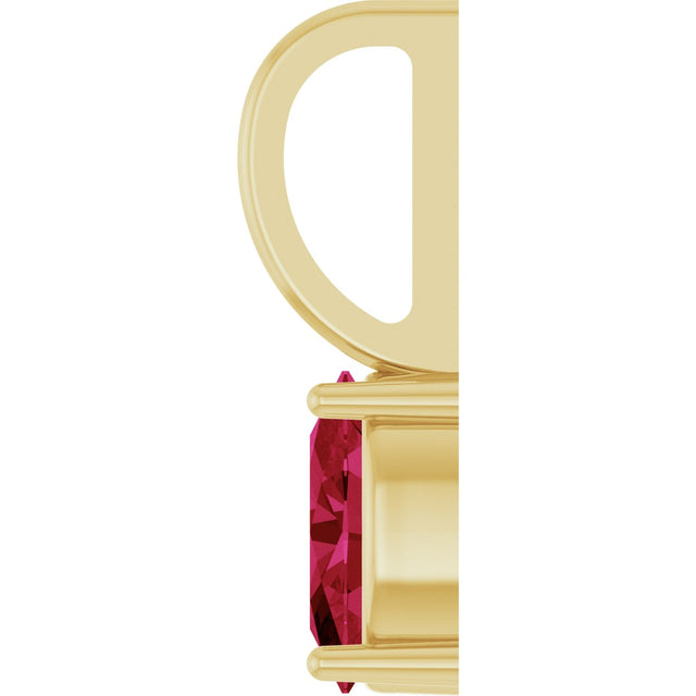 14K Gold Oval Lab-Grown Ruby Solitaire Pendant – 6x4mm - Yellow Gold - view 3