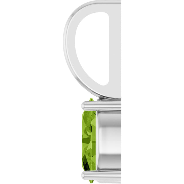 14K Gold Oval Natural Peridot Solitaire Pendant – 6x4mm - White Gold - view 3