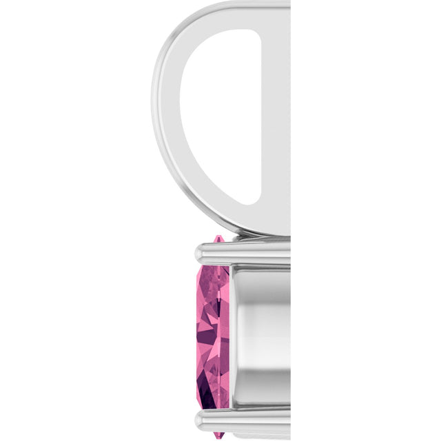 14K Gold Oval Natural Pink Tourmaline Solitaire Pendant – 6x4mm - White Gold - view 3