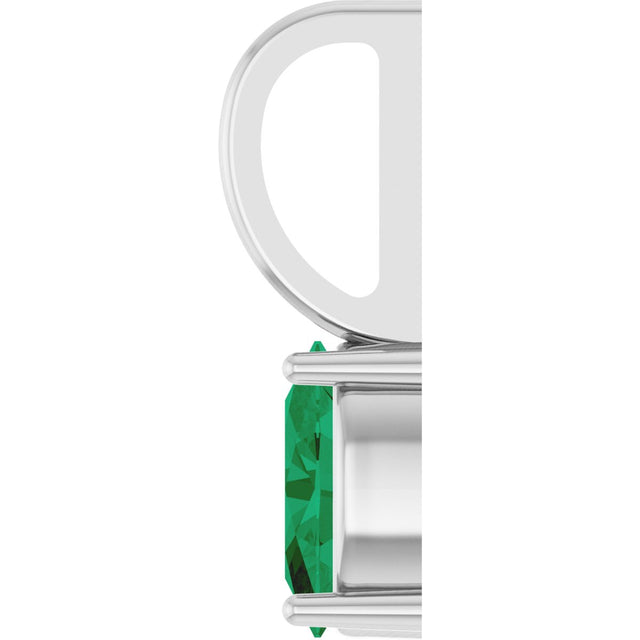 14K Gold Oval Lab-Grown Emerald Solitaire Pendant – 6x4mm - White Gold - view 3