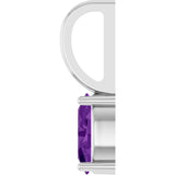 14K Gold Oval Natural Amethyst Solitaire Pendant – 6x4mm - White Gold - view 3