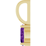 14K Gold Oval Natural Amethyst Solitaire Pendant – 6x4mm - Yellow Gold - view 3
