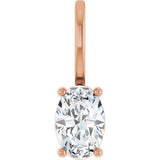 14K Gold Oval Natural White Sapphire Solitaire Pendant – 6x4mm - Rose Gold