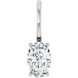 14K Gold Oval Natural White Sapphire Solitaire Pendant – 6x4mm - White Gold