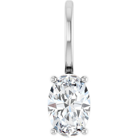14K Gold Oval Natural White Sapphire Solitaire Pendant – 6x4mm - White Gold
