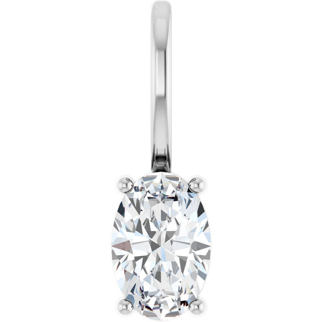 Platinum Oval Natural White Sapphire Solitaire Pendant – 6x4mm