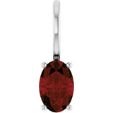 14K Gold Oval Natural Mozambique Garnet Solitaire Pendant – 6x4mm - White Gold