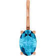 14K Gold Oval Natural Aquamarine Solitaire Pendant – 6x4mm - Rose Gold
