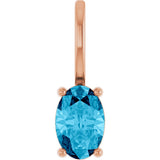 14K Gold Oval Natural Aquamarine Solitaire Pendant – 6x4mm - Rose Gold