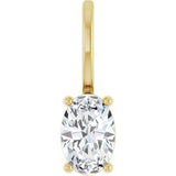 14K Gold Oval Natural White Sapphire Solitaire Pendant – 6x4mm - Yellow Gold