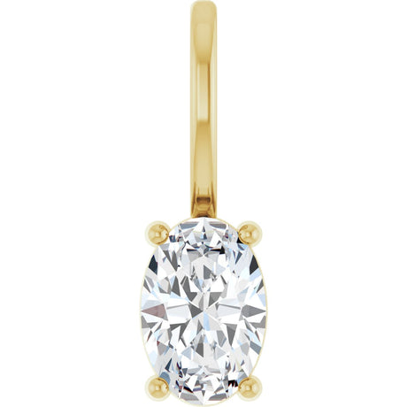 14K Gold Oval Natural White Sapphire Solitaire Pendant – 6x4mm - Yellow Gold
