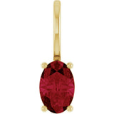 14K Gold Oval Lab-Grown Ruby Solitaire Pendant – 6x4mm - Yellow Gold