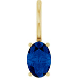 14K Gold Oval Lab-Grown Blue Sapphire Solitaire Pendant – 6x4mm - Yellow Gold