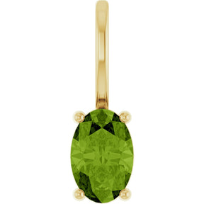 14K Gold Oval Natural Peridot Solitaire Pendant – 6x4mm - Yellow Gold